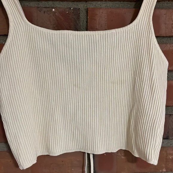 Everybody talks ribbed cropped wrap front topper tie front tan used - Picture 7 of 7